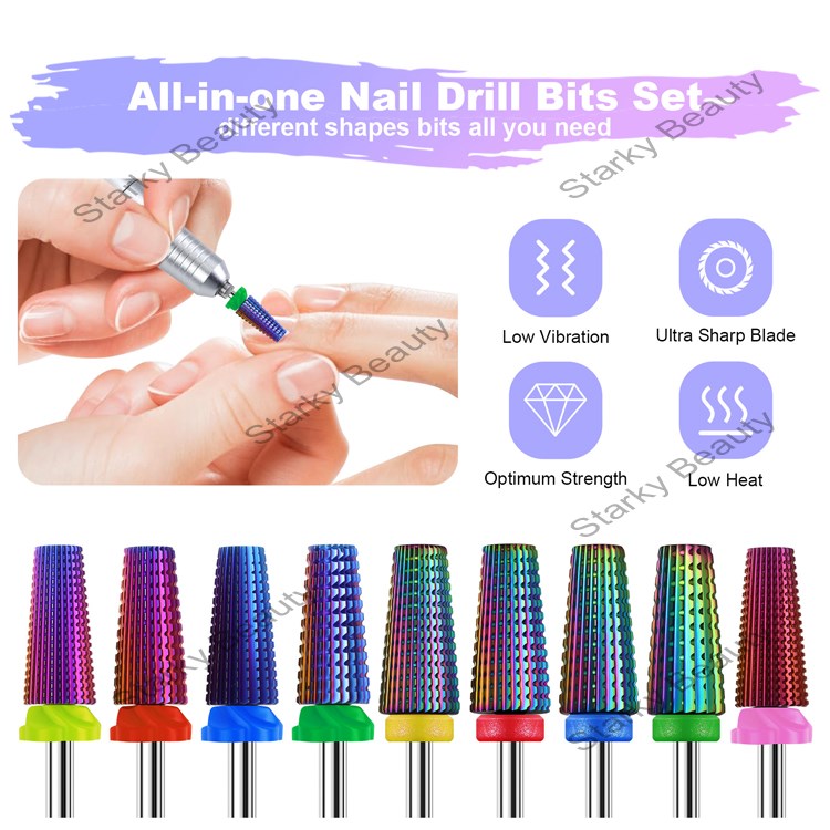 nail art multifunctional tungsten steel polishing head five in one alloy drill bit
