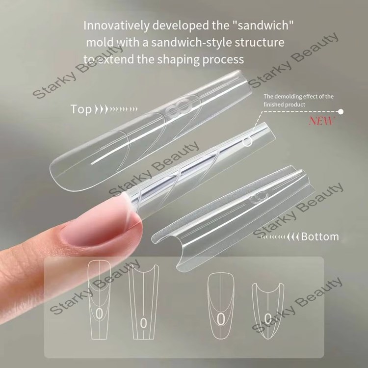 Nails Tips Extension Sandwich Dual Nail Forms for Manicure Coffin Almond Dual Nail Forms