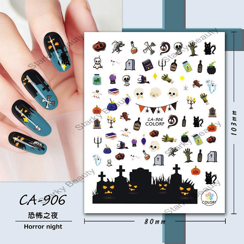 Halloween Series Pumpkin Lantern Skeleton Ghost Multiple  Nail Art Stickers