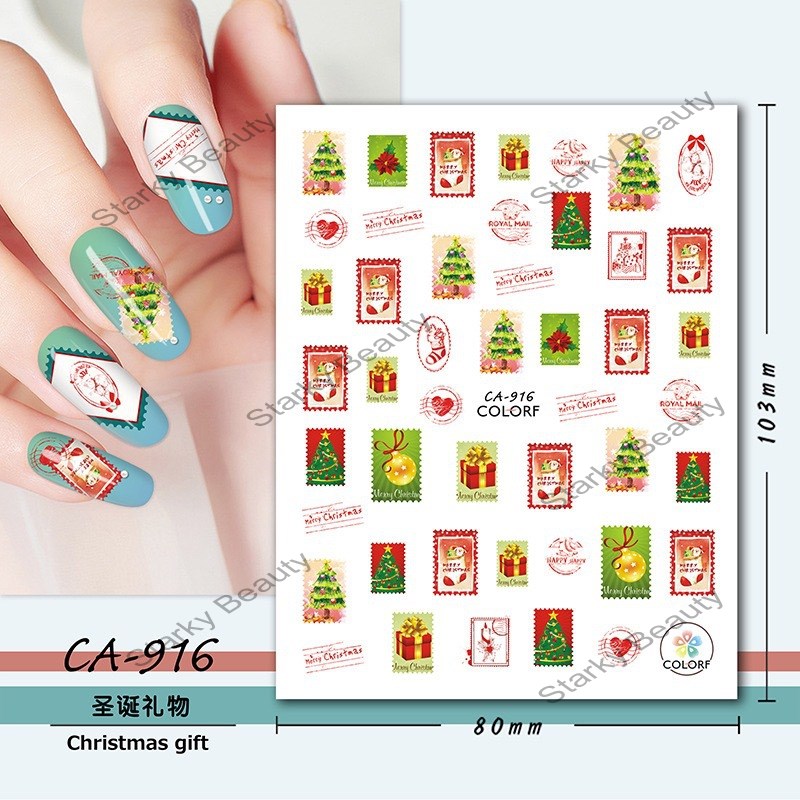 Nail Adhesive Stickers Christmas Winter Cartoon Snowflake Deer