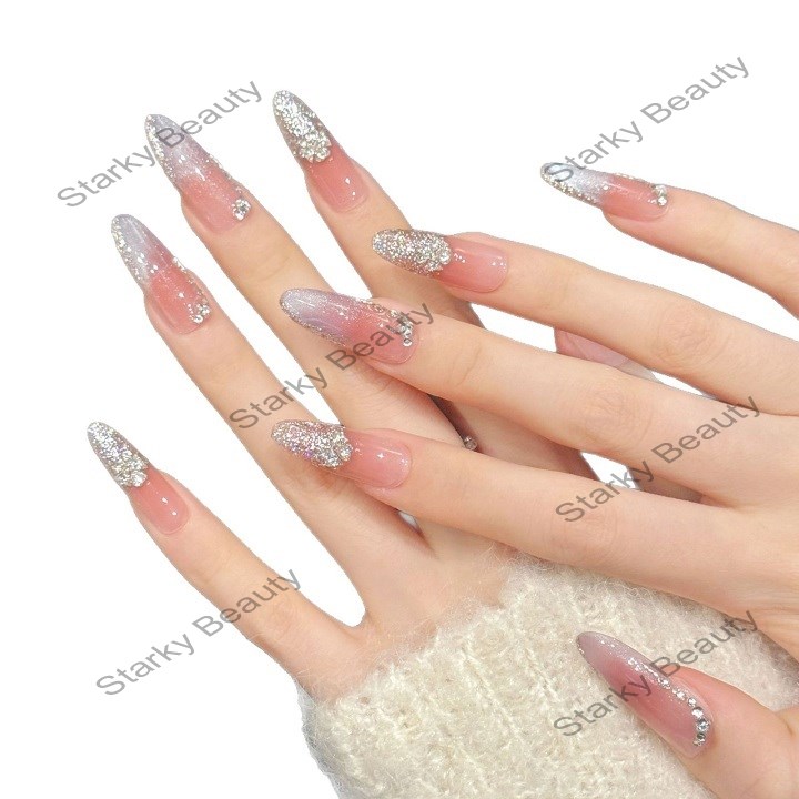 Cat Eye Luxury Handmade Press on Nails Long Almond Shiny French Press on Nails Nail Wholesale