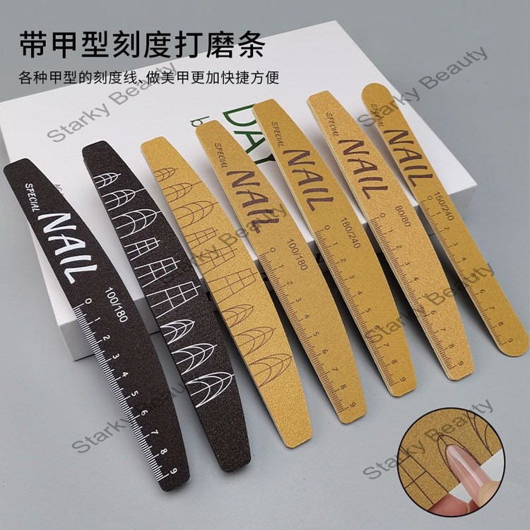 nail scale ruler with nail file, professional nail Washable polishing strip,
