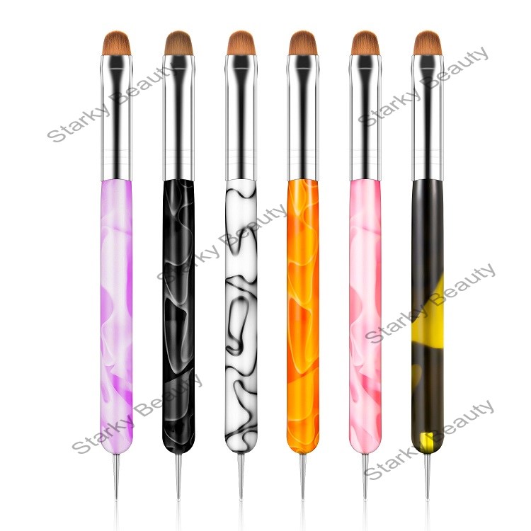 new nail art dual head point drill pen acrylic pen holder dual head dual-use nail art brush