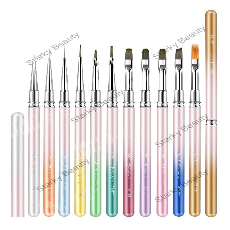 Metal Rod Nail Brush Color Drawing Pen Stretching Pen Square Light Therapy Pen Function Pen