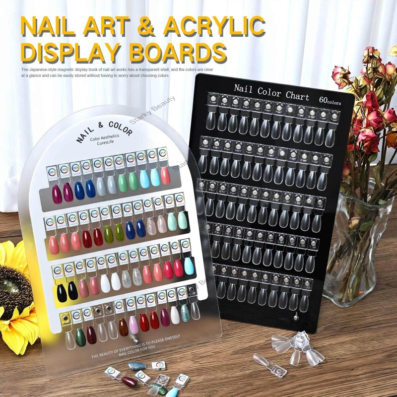 Magnetic nail color palette, detachable and color testing acrylic display board