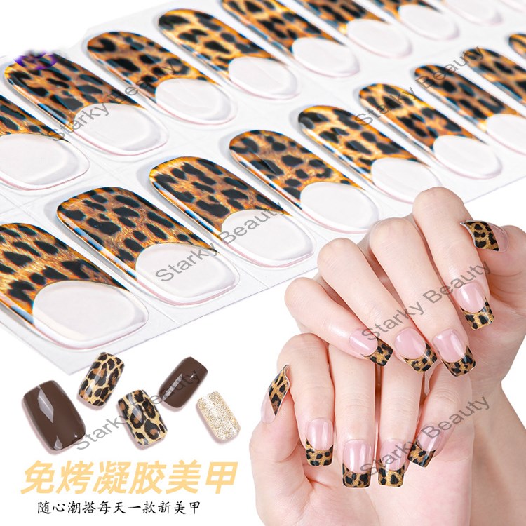 new baking free gel Europe and America cat eye leopard print UV Free nail sticker