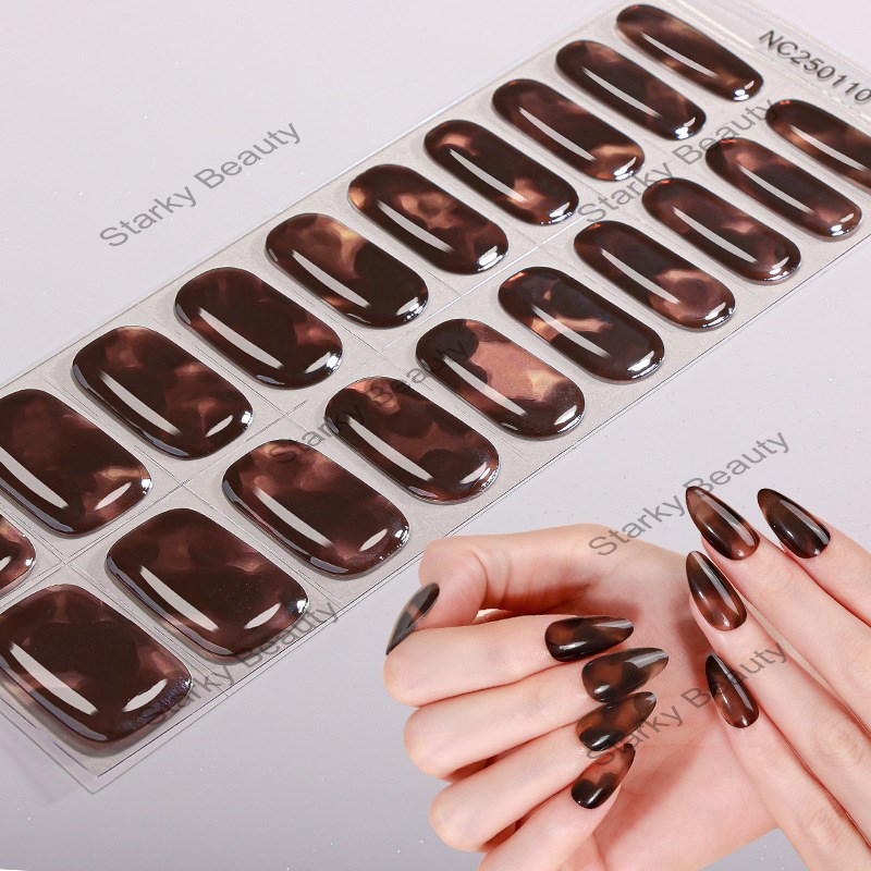 new leopard print semi curing gel nail sticker European, American and French UV nail sticker