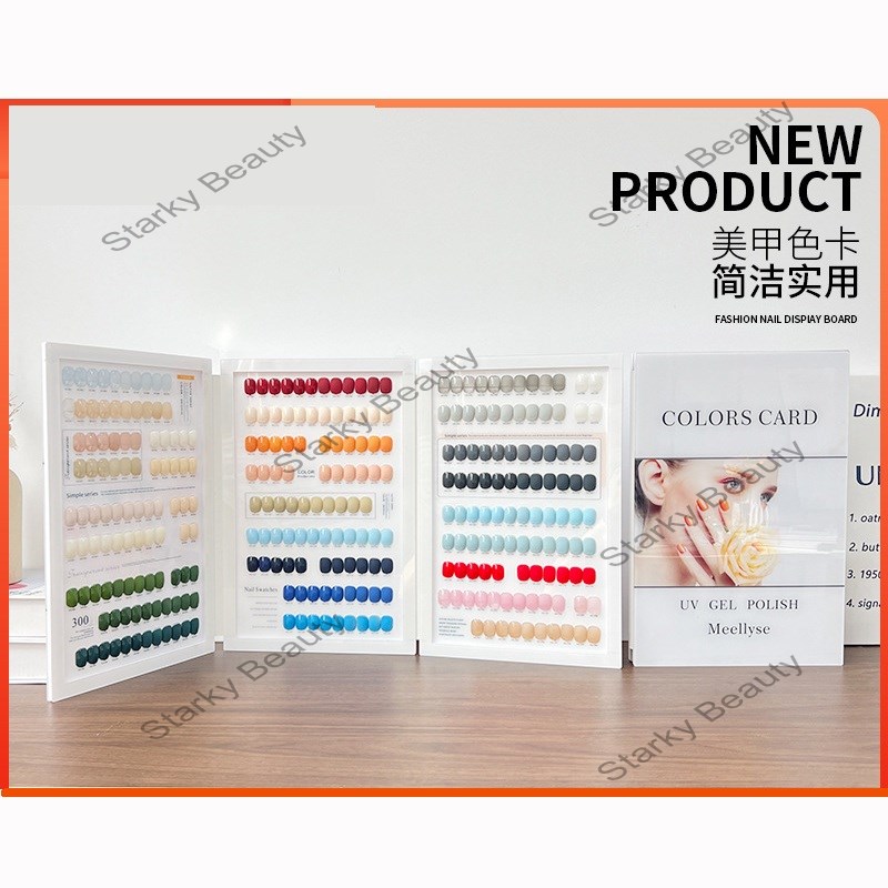 popular nail color palette, nail polish adhesive style, folding display board, acrylic color card