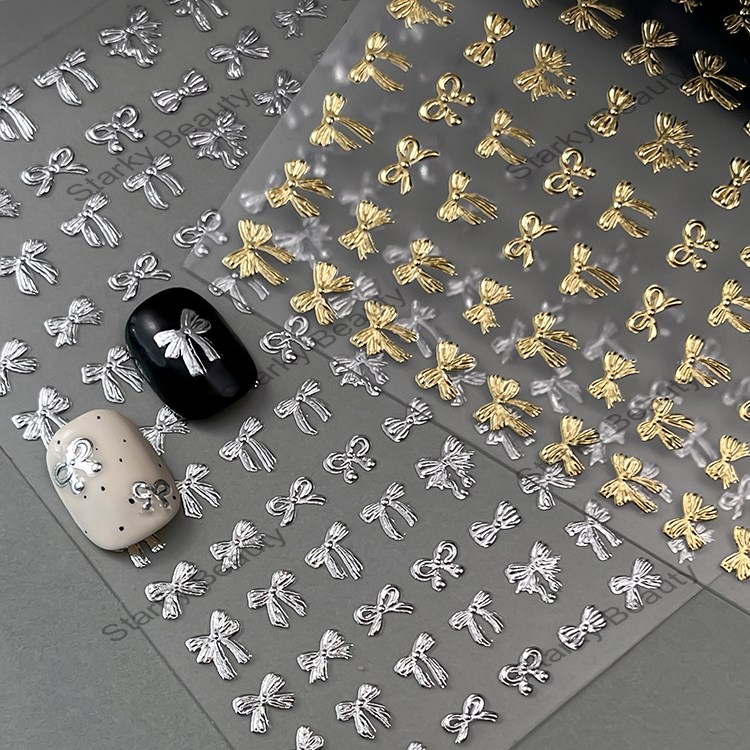 Ironed gold and silver 3D nail stickers, simple and exquisite decorative stickers