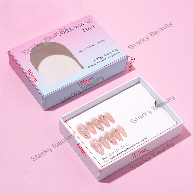 wearable nail art transparent window gift box jewelry thickened drawer packaging paper box