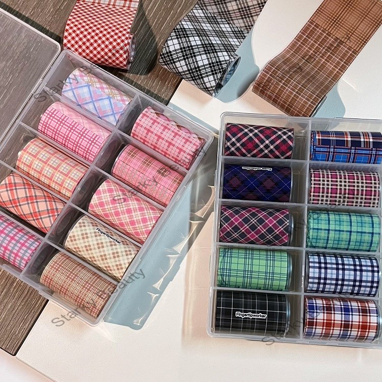 Nail art new Korean style collage transfer paper hand drawn grid transfer paper