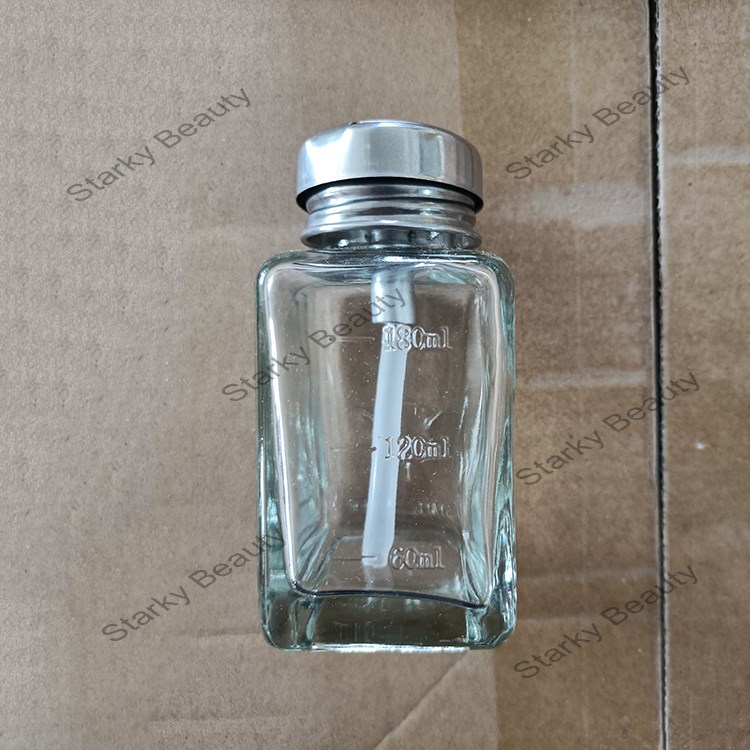 180ML glass press bottle with liquid solvent nail polish remover gel water