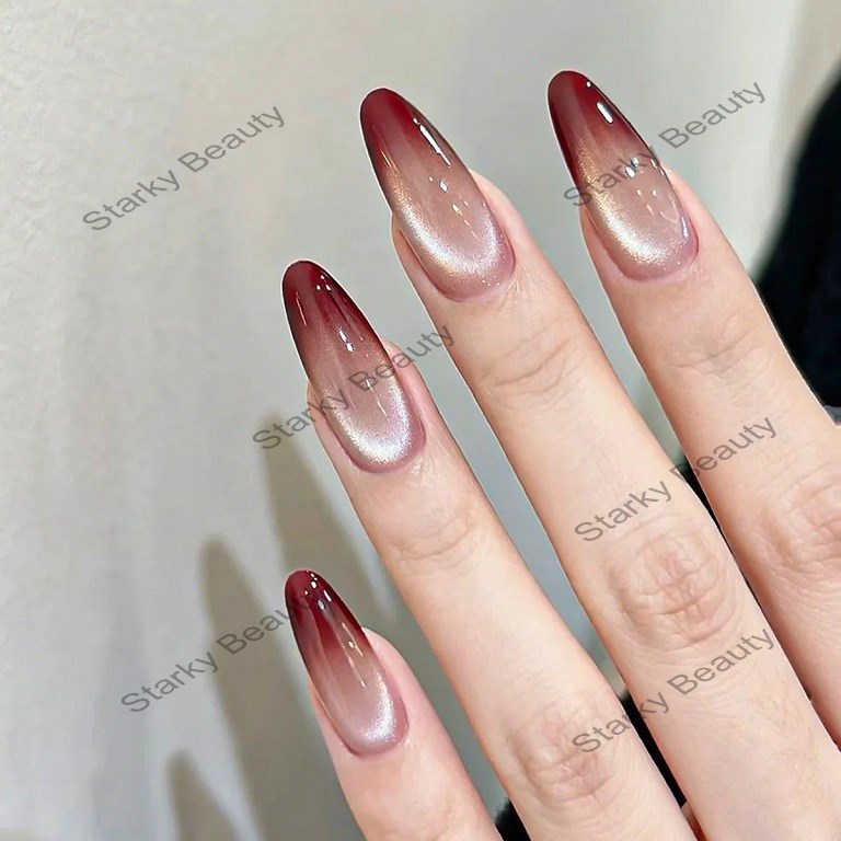 Fingertip Gradient Wearing Armor Almond Nail Minimally Ice Transparent Gradient Advanced Whitening N