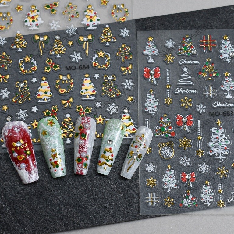 2026 New Christmas Relief White Snowflake Autumn/Winter Hot Stamping with Diamond Snowflake Stickers