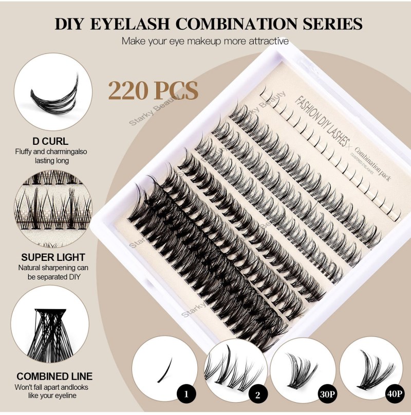 New Product DIY Segmented Single Cluster False Eyelash Grafting Eyelash Combination Set Explosion Wh