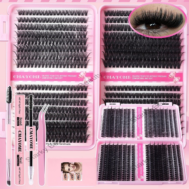 DIY Single Cluster Hair Large Capacity 10D+100D Curly Thick Mixed False Eyelash Wholesale