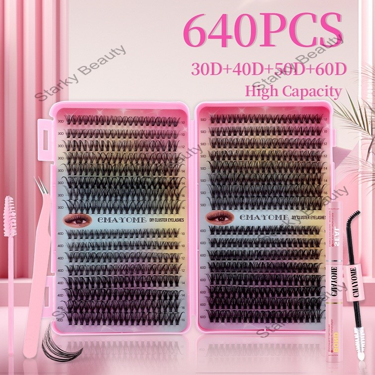 European and American False Eyelash Extension Set - Single Cluster Hair 640 Clusters