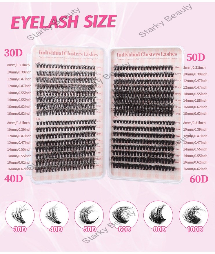 DIY Single Cluster Hair 640 Clusters Large Capacity Eyelash Book D Curve Single Cluster Style Mixed