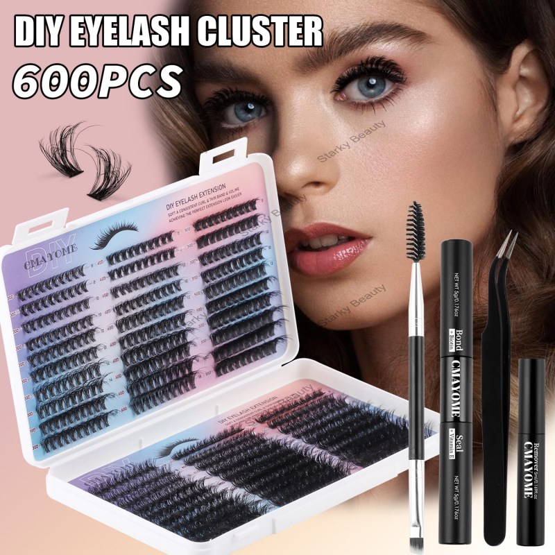 600 Cluster False Eyelash 8-16mm Single Cluster 60D+80D+100D Hair Strap Eyelash Adhesive Set
