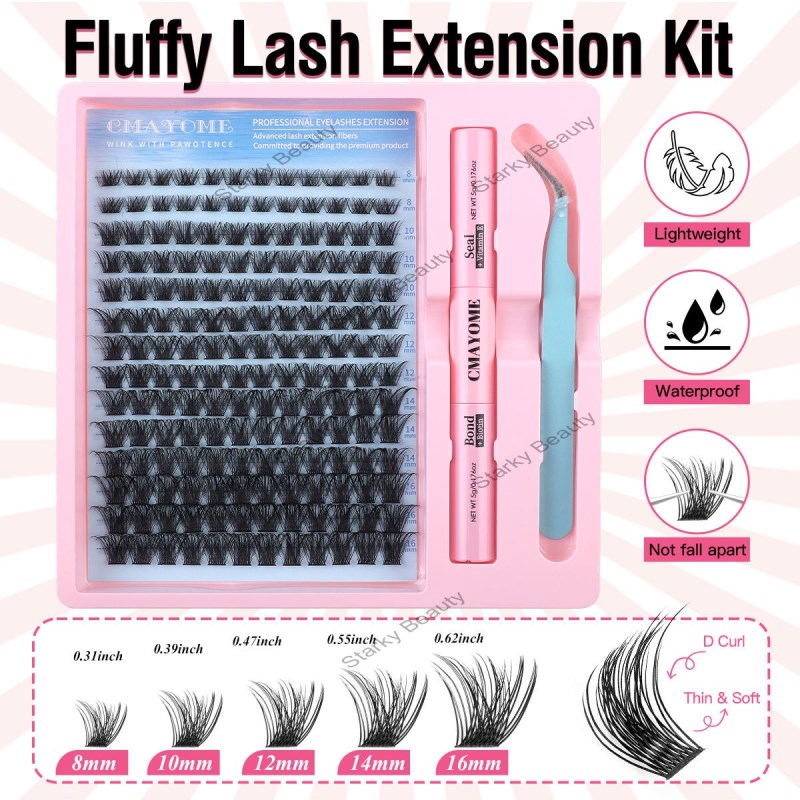DIY Single Cluster Hair False Eyelash Natural Thickening Mixed Segmented 8-16mm Eyelash