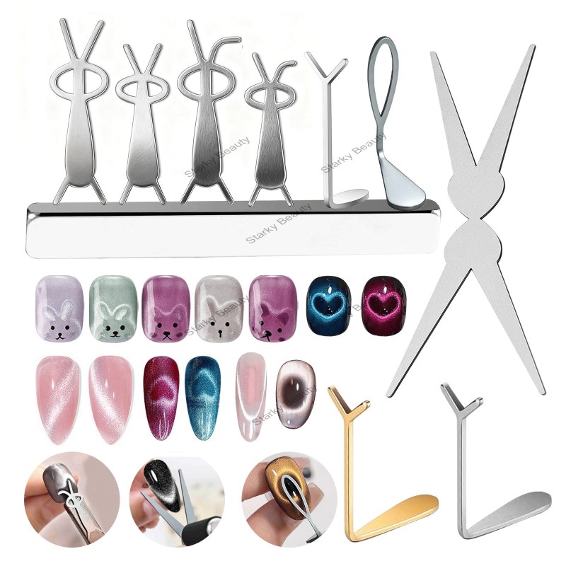 New Heart/rabbit French Cat Eye Nail Art Tools Y Shape Small Iron Piece