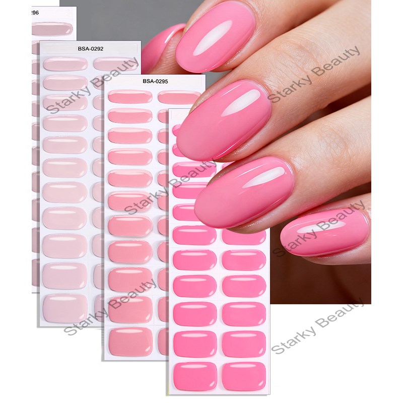 solid color baking free gel nail sticker UV Free Gel Nail wraps headlamp free nail sticker