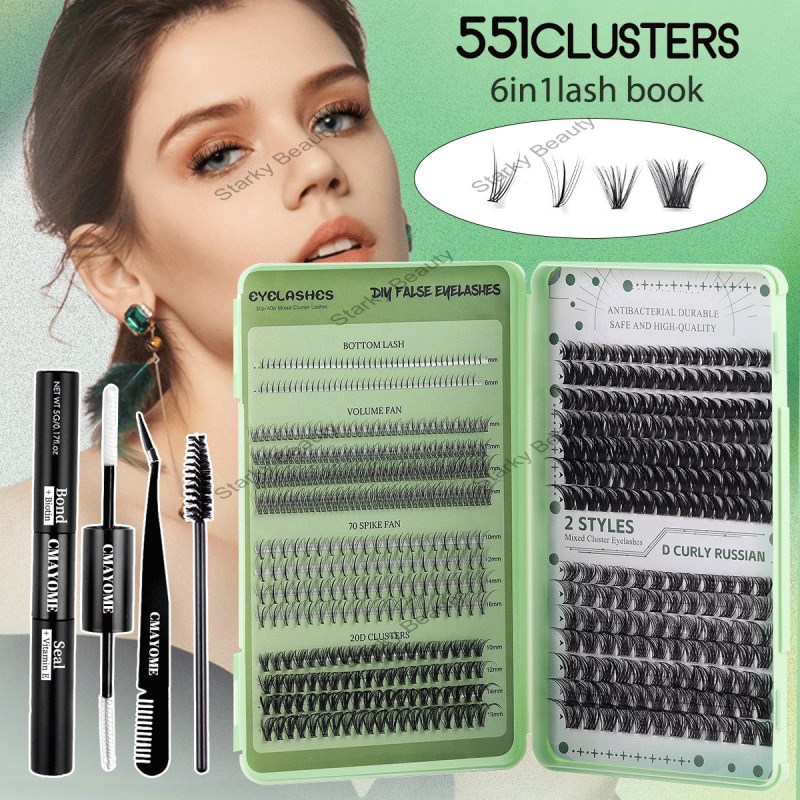super large capacity, 530 clusters of fake eyelashes, DIY grafting, mixed eyelashes