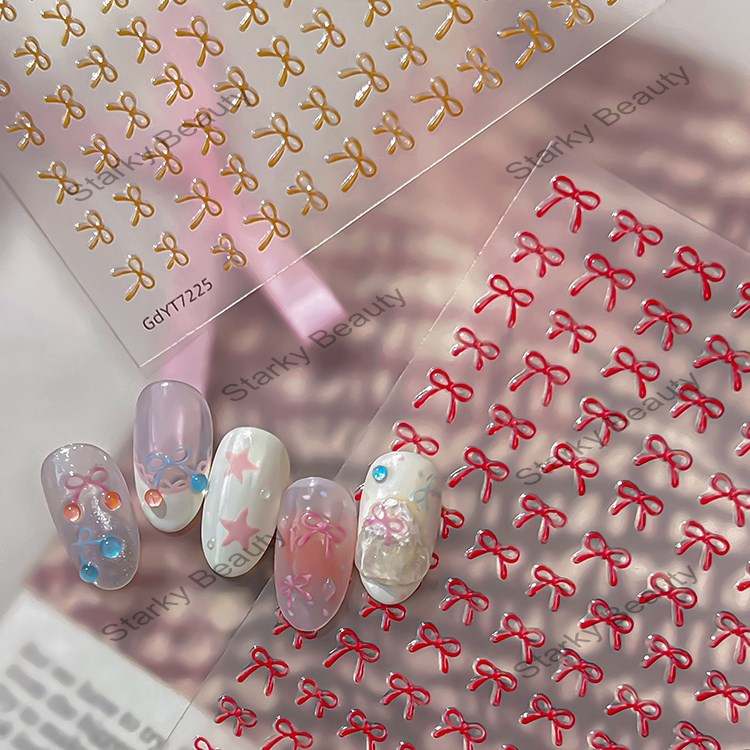 Nail Stickers Jelly Bow Stickers Nail Wholesale Explosive Popular Stickers