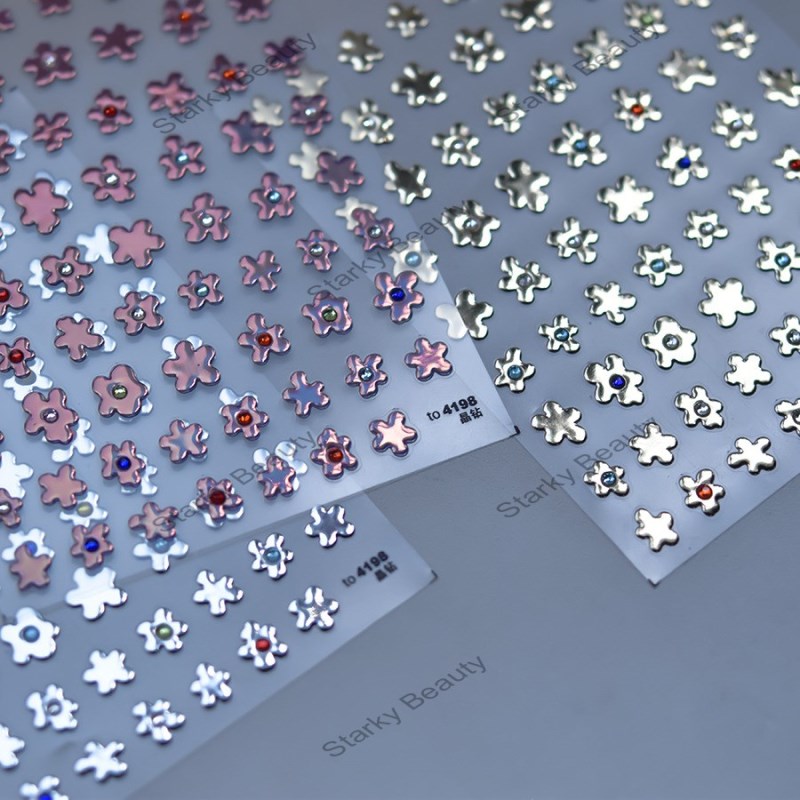 Thin and tough relief nail stickers, cute nail stickers, Hot stamping flowers nail stickers