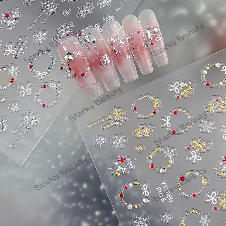 hot stamping, snowflake stickers, autumn and winter nail art, sweet and fashionable stickers,