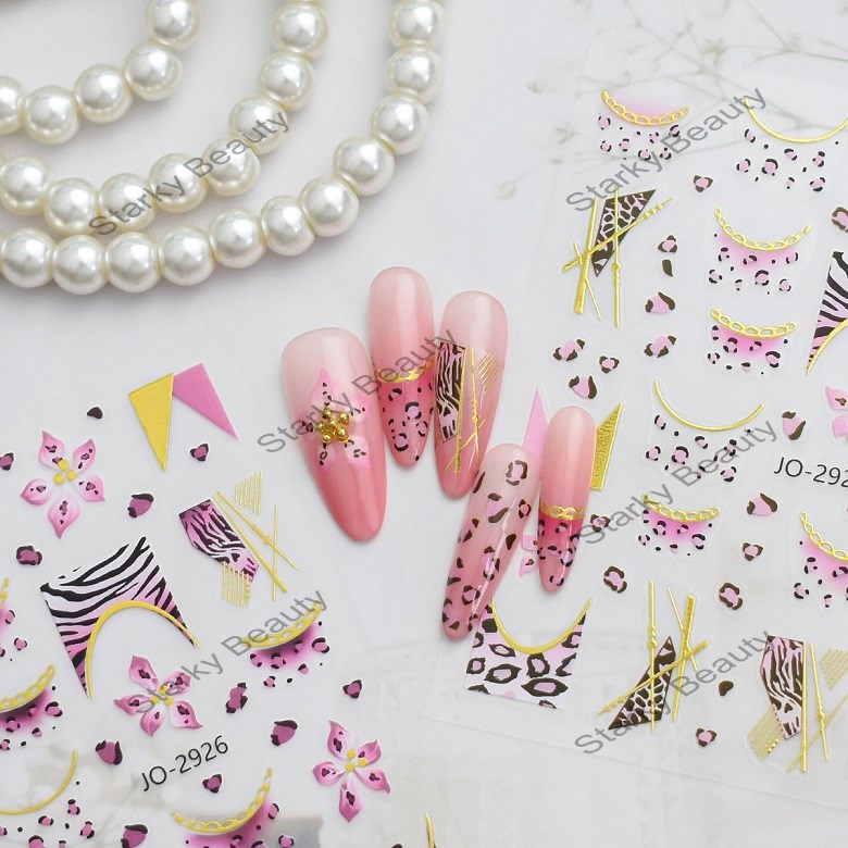 autumn and winter new French leopard print nail sticker Meilad gold French nail decoration sticker