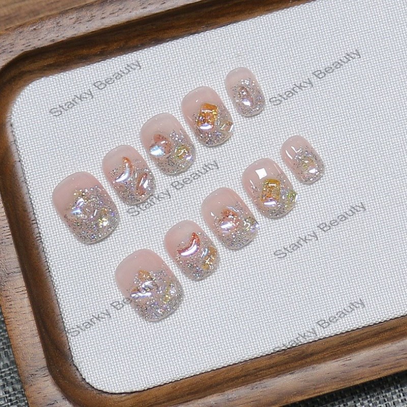 Handmade Wearing Armor, French Hand drawn Dyeing Cat Eye Style, Elegant Nail Patch