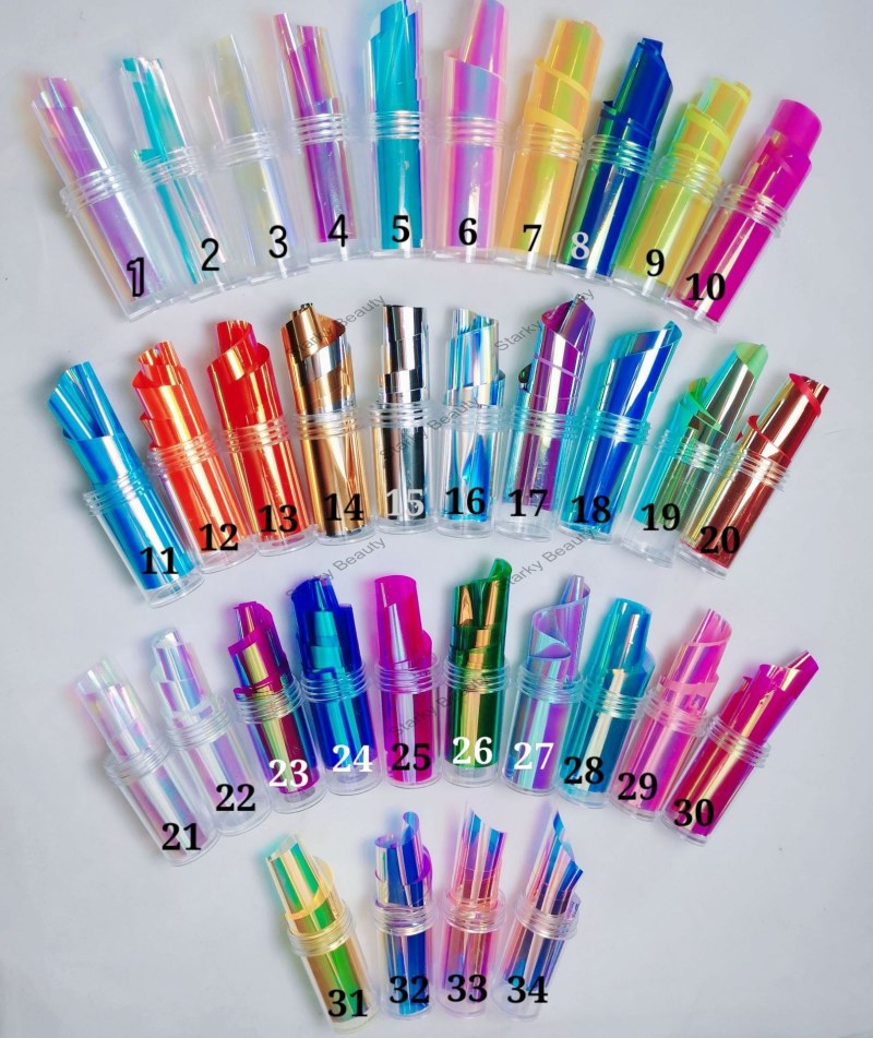 New Ice Cube Aurora Glass Paper Colorful Candy Love Nail Patch Decoration