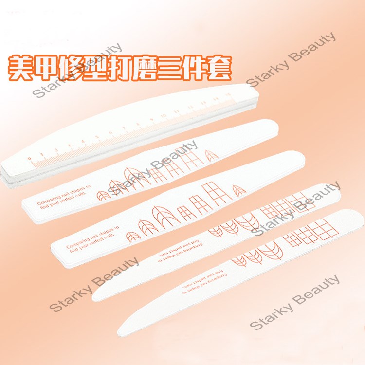 nail surface polishing, strip scale, heat-resistant white sandpaper, half moon shaped nail file