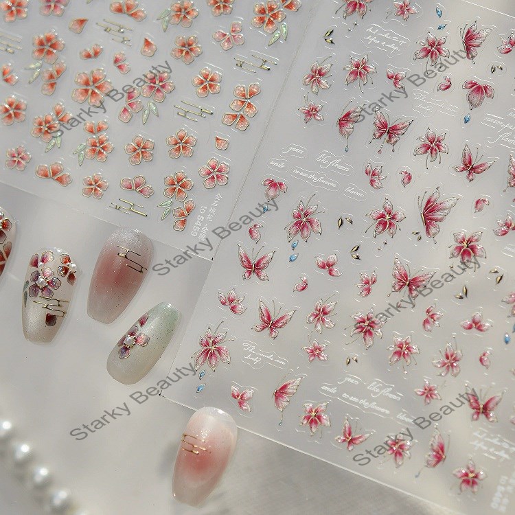 2026 Luxury style nail stickers, fairy butterfly flower decoration stickers