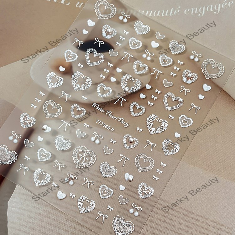 spring nail accessories wholesale Nail pearl style stickers, relief flower stickers