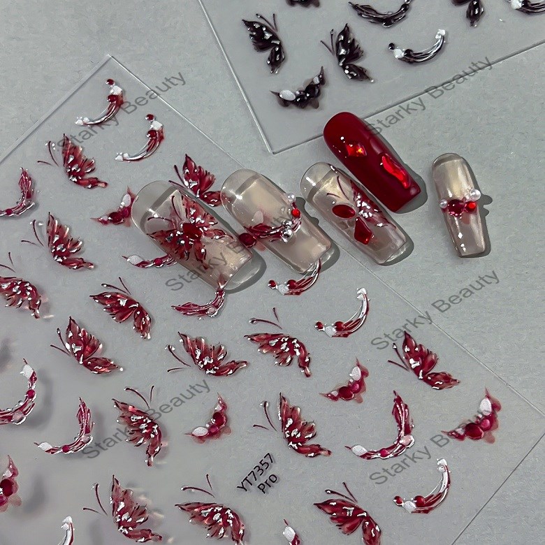 Colorful Butterfly Nail Stickers with Exquisite Adhesive Back for Nail Decoration