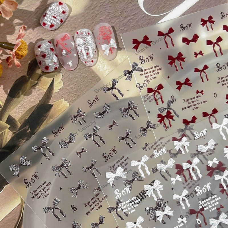 Bow Nail Relief Stickers Nail Stripes Small Fragrant Style Nail Accessories Stickers