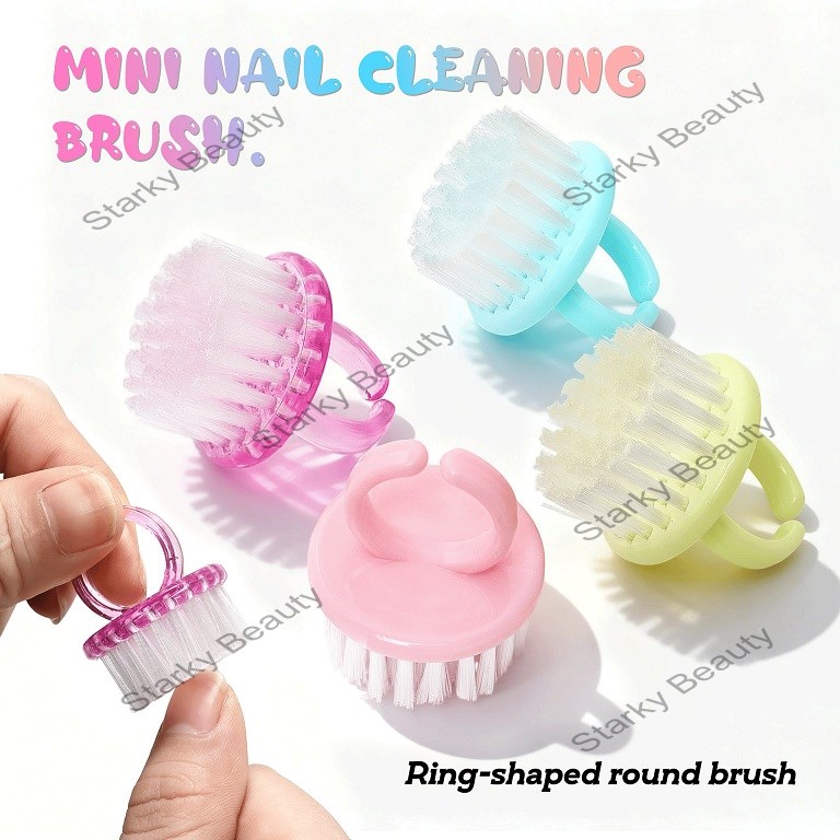 New Nail Tool Macaron Round Head Cleaning Brush Plastic Nail Brush Dust Removal