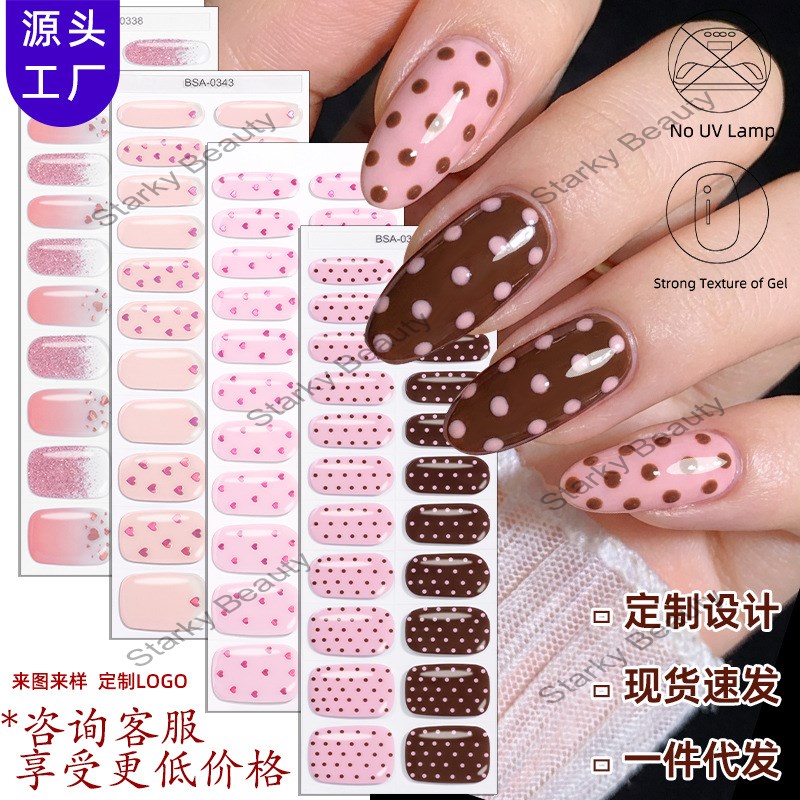 new love wave point baking free gel nail sticker DIY Valentine