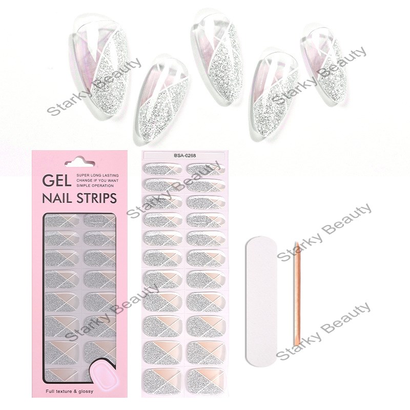 New Gradient French Bake Free gel Nail Sticker Flower UV Free Gel Nail Nail Enhancer