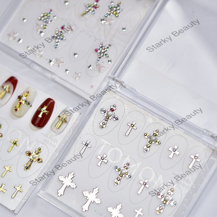 new nail diamond jewelry with diamond inlay, star cross border, nail diamond jewelry