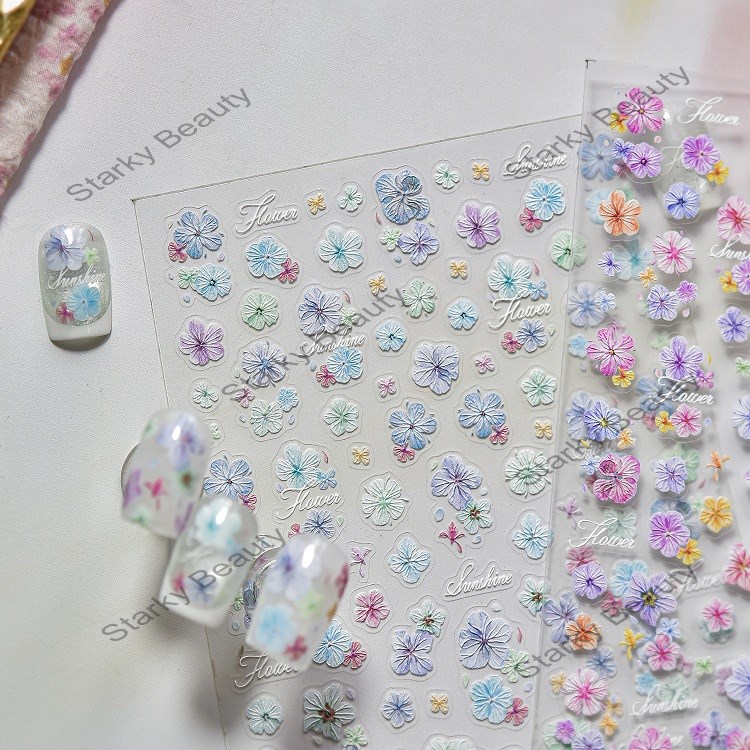 Nail stickers, daily nail stickers, retro dried flower nail accessories decoration