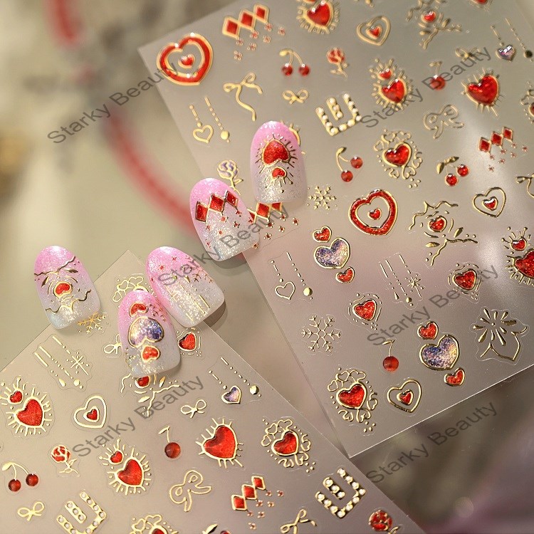 Spring Sparkling Small Fragrant Nail Stickers with Fresh Forest Flowers Back Adhesive Nail Stickers