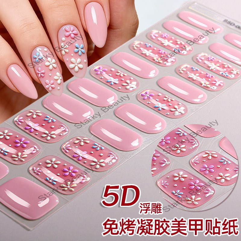 new relief 5d baking free gel nail sticker UV free gel nail sticker