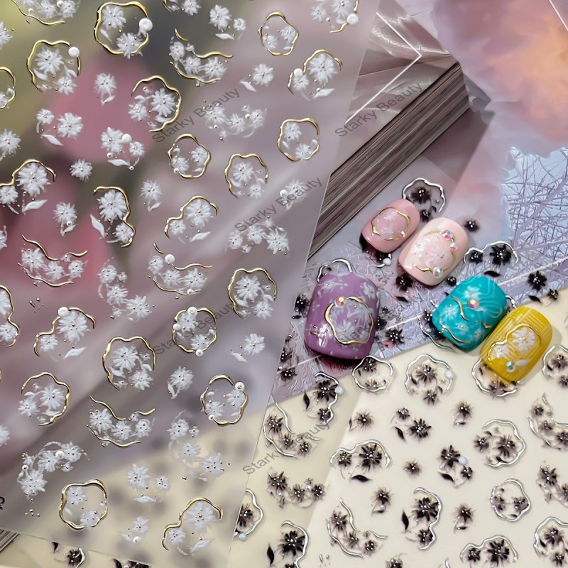 2026 Nail Stickers Colorful Dried Flower Nail Stickers Flower French Source Factory