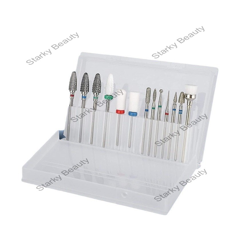 13 nail polish head set stainless steel ceramic diamond cleaning and polishing head set