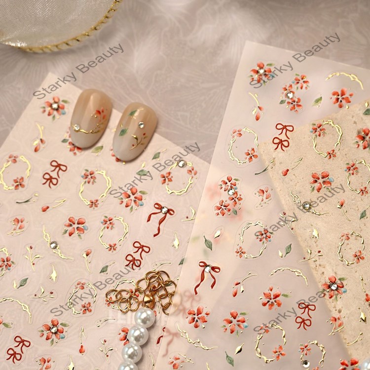 Spring fresh and girlish floral nail stickers French gentle floral nail stickers