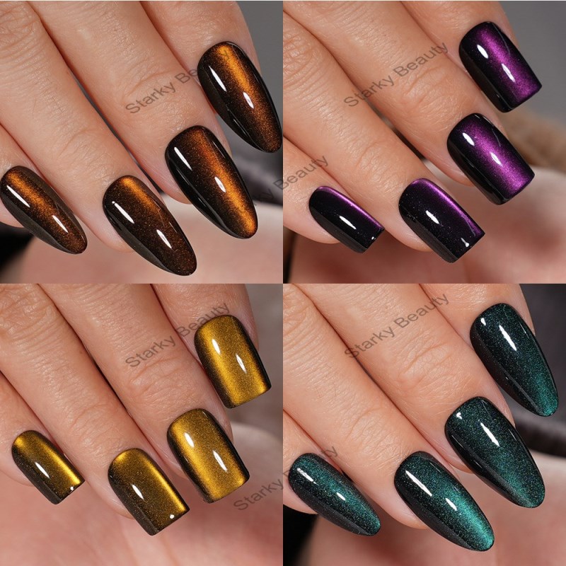 32PCS Wearing Armor Cat Eyes Solid Color Atmospheric Removable Fake Nail