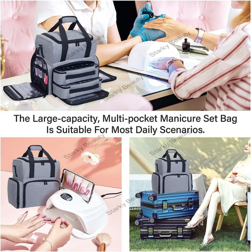 large capacity storage thick makeup and wash bag nail tools portable handbag